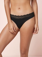 Black Thong Lace Knickers 4 Pack - Image 1 of 5