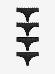 Black Thong Lace Knickers 4 Pack - Image 4 of 5