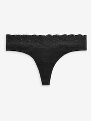 Black Thong Lace Knickers 4 Pack - Image 5 of 5