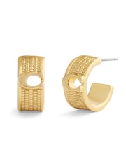 COACH Gold Signature C Textured Huggie Earrings - Image 1 of 3