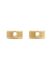 COACH Gold Signature C Textured Huggie Earrings - Image 2 of 3
