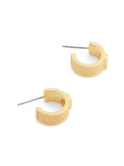 COACH Gold Signature C Textured Huggie Earrings - Image 3 of 3