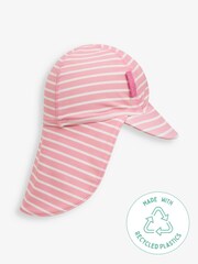 JoJo Maman Bébé Pink/White Stripe UPF 50 Sun Protection Hat - Image 1 of 4