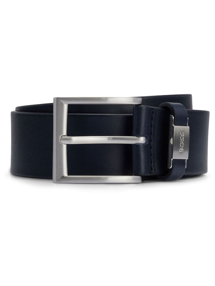 BOSS Navy Connio Smooth Leather Belt - Image 1 of 3 BOSS Navy Connio Smooth Leather Belt - Image 1 of 3