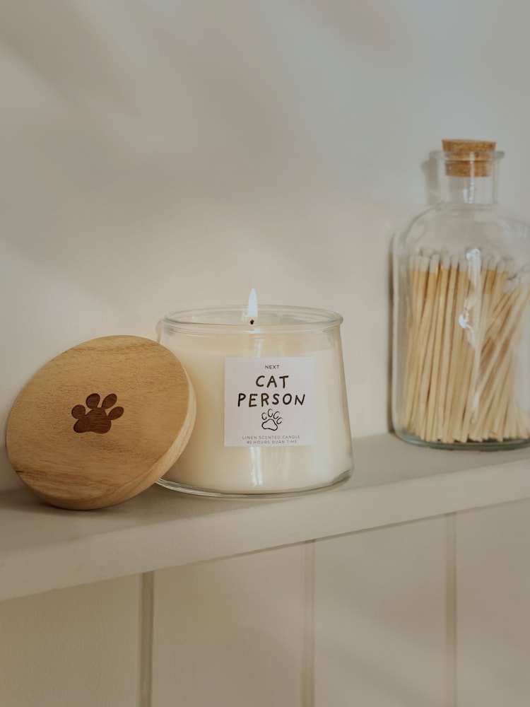 White Cat Person Jasmine Scented Jar Candle - Image 1 of 3