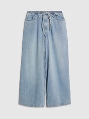 River Island Blue Petite Wide Leg Pyjamas Style Drawstring Jeans - Image 1 of 1