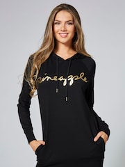 Pineapple Black Womens Longline Hoodie - Image 1 of 4