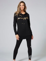 Pineapple Black Womens Longline Hoodie - Image 2 of 4