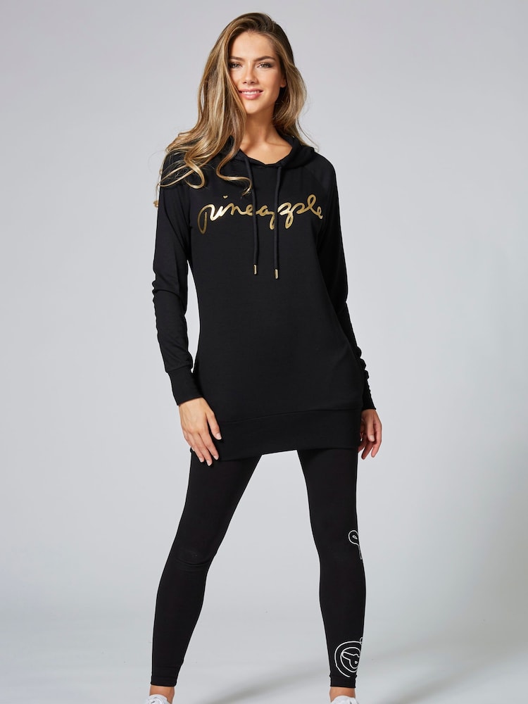 Pineapple Black Womens Longline Hoodie - Image 2 of 4