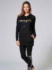 Pineapple Black Womens Longline Hoodie - Image 3 of 4