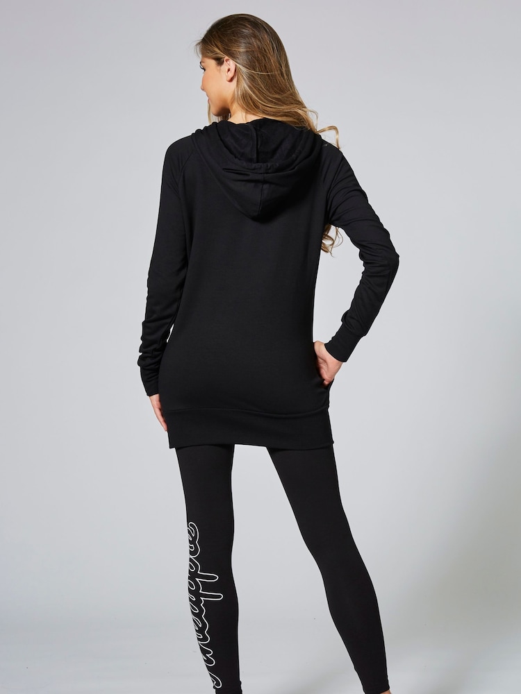 Pineapple Black Womens Longline Hoodie - Image 4 of 4