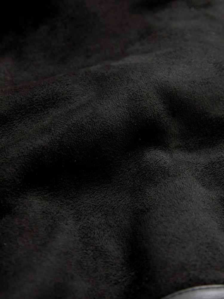 Black Faux Suede Longline Aviator Jacket - Image 6 of 6