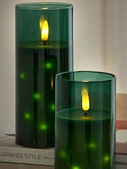 Set of 3 Bottle Green Glass LED Candles - Image 3 of 4
