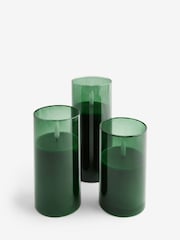 Set of 3 Bottle Green Glass LED Candles - Image 4 of 4