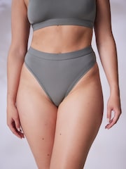 self. Khaki Green Smoothing Comfort High Waist High Leg Briefs - Image 5 of 8