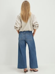 River Island Blue Petite High Rise Seam Detail Cropped Jeans - Image 2 of 5