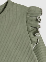 River Island Green Frill Rib Top & Leggings Set - Image 3 of 5