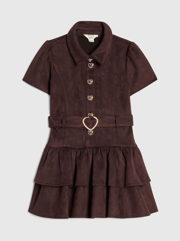 River Island Brown Suedette Prom Dress - Image 1 of 4 River Island Brown Suedette Prom Dress - Image 1 of 4