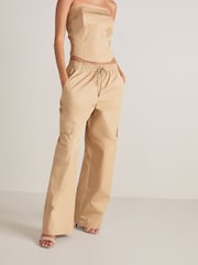 Camel Natural Wide Leg Cargo Trousers - Image 3 of 7