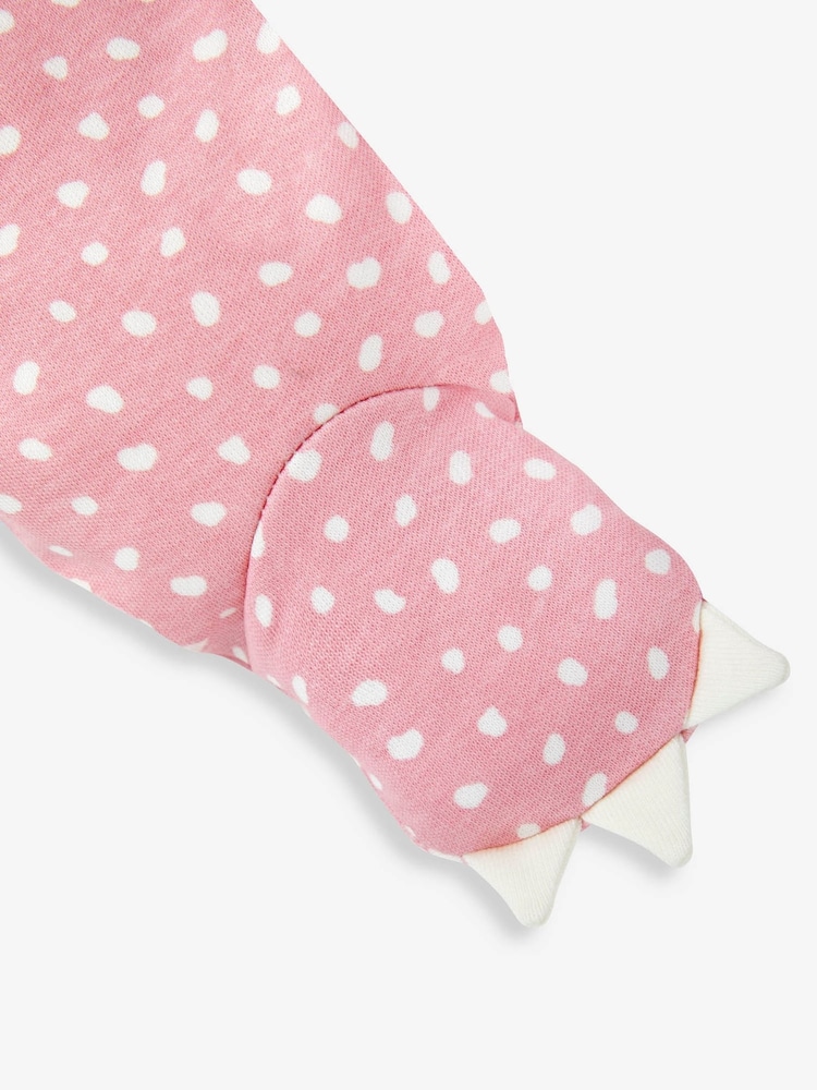 JoJo Maman Bébé Pink Spotted Dino Appliqué Zip Cotton Baby Sleepsuit - Image 4 of 5