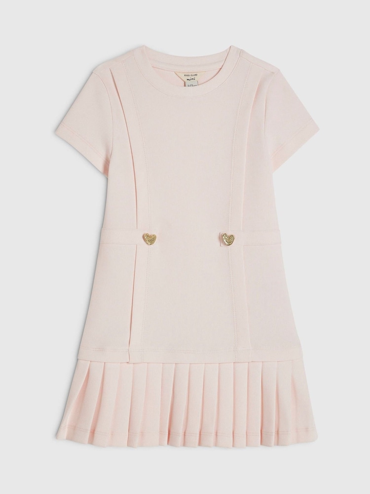 River Island Pink Ponte Pleated Dress - Image 1 of 4