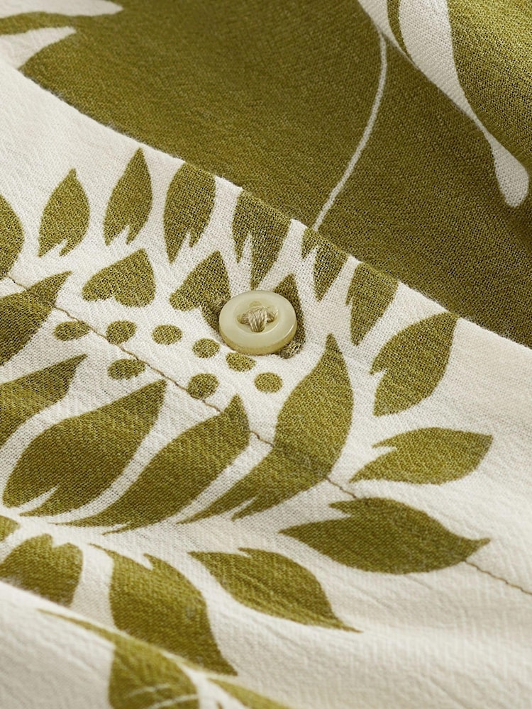 Green Leaf Print Mini Tie Front Summer Dress - Image 7 of 7 Green Leaf Print Mini Tie Front Summer Dress - Image 7 of 7