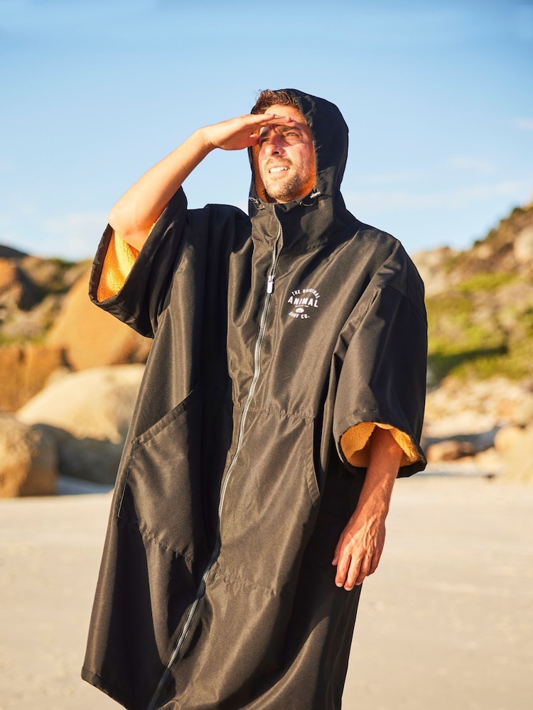 Animal Black Mens Recycled Waterproof Misty Changing Robe Coat Jacket - Image 1 of 5