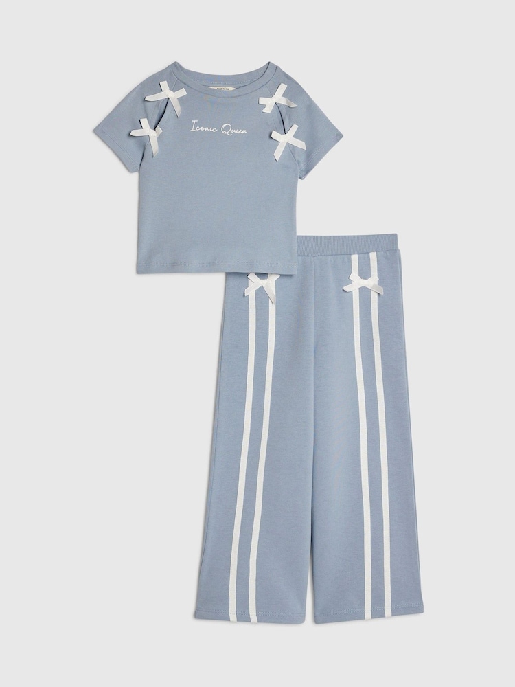 River Island Bow Top & Wide Leg Joggers Set - 5의 이미지 1
