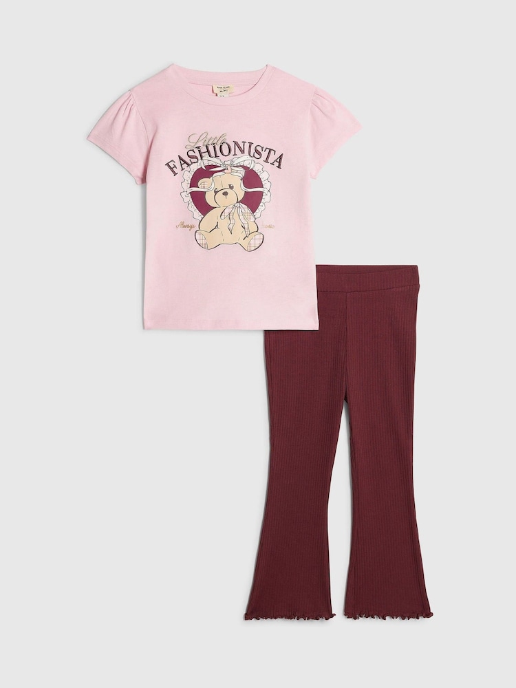 River Island Pink Fashionista T-Shirt & Leggings Set - Image 1 of 5 River Island Pink Fashionista T-Shirt & Leggings Set - Image 1 of 5