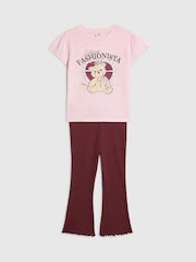 River Island Pink Fashionista T-Shirt & Leggings Set - Image 4 of 5