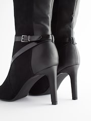 Black Regular/Wide Fit Forever Comfort® Buckle Detail Heeled Knee High Boots - Image 2 of 8