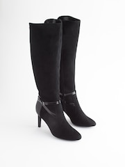 Black Regular/Wide Fit Forever Comfort® Buckle Detail Heeled Knee High Boots - Image 4 of 8