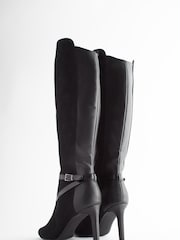 Black Regular/Wide Fit Forever Comfort® Buckle Detail Heeled Knee High Boots - Image 5 of 8