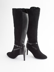 Black Regular/Wide Fit Forever Comfort® Buckle Detail Heeled Knee High Boots - Image 6 of 8