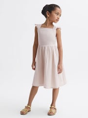 Reiss Pink Cerys 9-12 yrs Cotton Cross Back Dress - Image 1 of 6