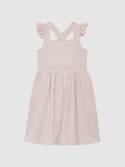 Reiss Pink Cerys 9-12 yrs Cotton Cross Back Dress - Image 2 of 6