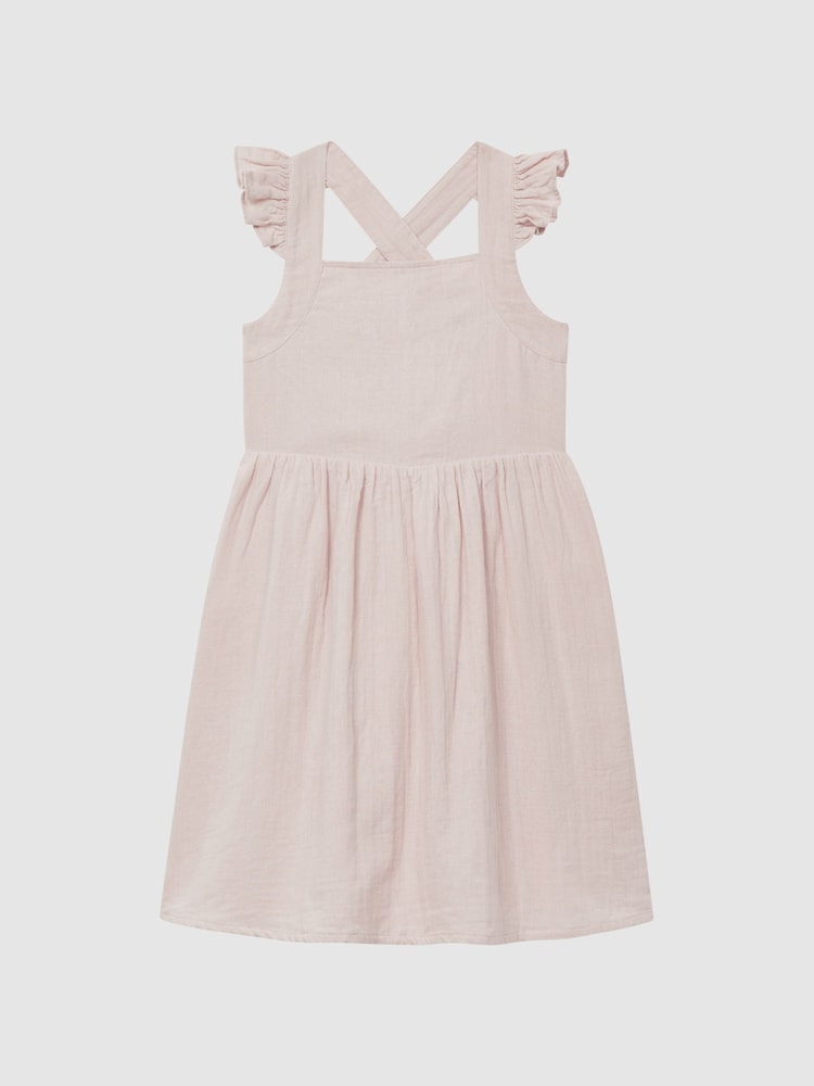 Reiss Pink Cerys 9-12 yrs Cotton Cross Back Dress - Image 2 of 6