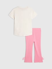River Island Cream Leopard Bow Top & Jogger Set - Image 2 of 5