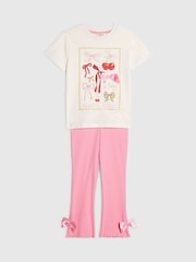 River Island Cream Leopard Bow Top & Jogger Set - Image 4 of 5