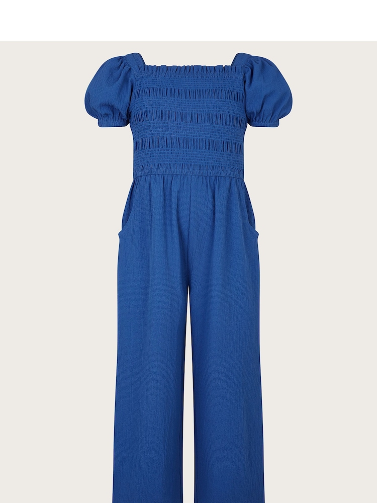 Monsoon Blue Ruffle Shirred Jumpsuit - Image 2 of 4