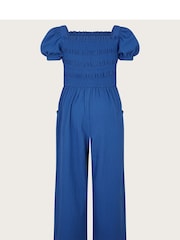 Monsoon Blue Ruffle Shirred Jumpsuit - Image 3 of 4