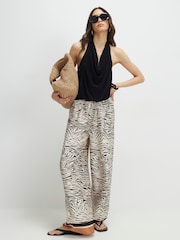 River Island Pull On Zebra Print Satin Wide Leg Trousers - Bilde 1 av 4