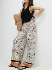 River Island Pull On Zebra Print Satin Wide Leg Trousers - Bilde 3 av 4