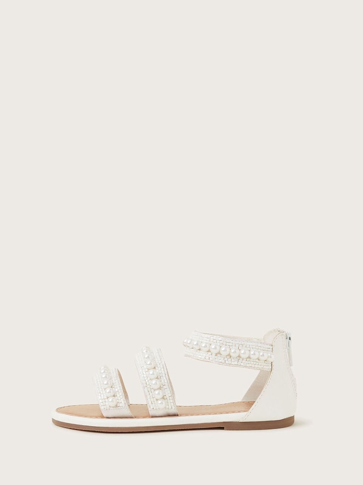 Monsoon White Pearly Strap Sandals - Image 2 of 3