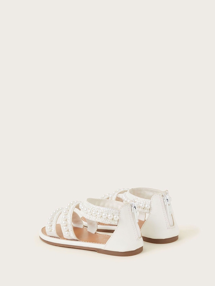 Monsoon White Pearly Strap Sandals - Image 3 of 3 Monsoon White Pearly Strap Sandals - Image 3 of 3