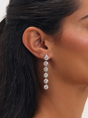 Jon Richard Silver Tone Rhodium Plated Crystal Linear Drop Earrings - Image 1 of 3