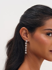 Jon Richard Silver Tone Rhodium Plated Crystal Linear Drop Earrings - Image 2 of 3