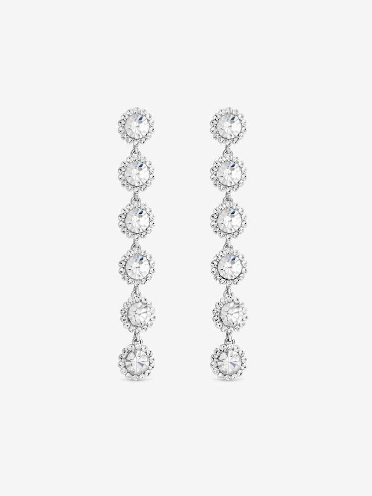 Jon Richard Silver Tone Rhodium Plated Crystal Linear Drop Earrings - Image 3 of 3