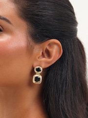 Jon Richard Gold Plated And Jet Stone Drop Earrings - Image 1 of 3
