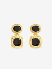 Jon Richard Gold Plated And Jet Stone Drop Earrings - Image 3 of 3